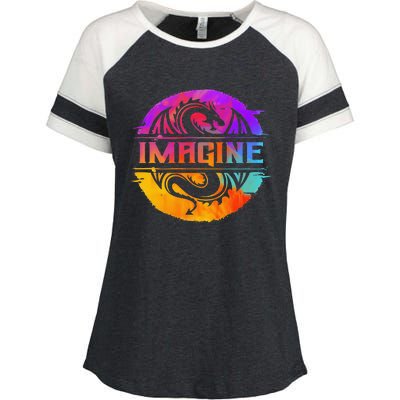 Imagine Fantasy Dragon Retro Tribal animal Enza Ladies Jersey Colorblock Tee