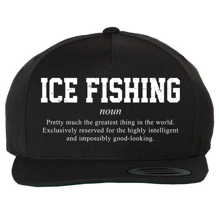 Ice Fishing Definition Funny Gift Wool Snapback Cap