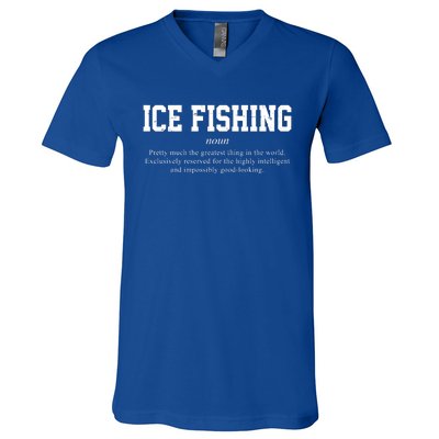 Ice Fishing Definition Funny Gift V-Neck T-Shirt