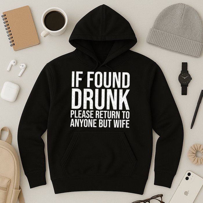 If Found Drunk Please Return To Anyone But Wife Funny Hoodie