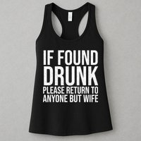 If Found Drunk Please Return To Anyone But Wife Funny Womens Tank Top