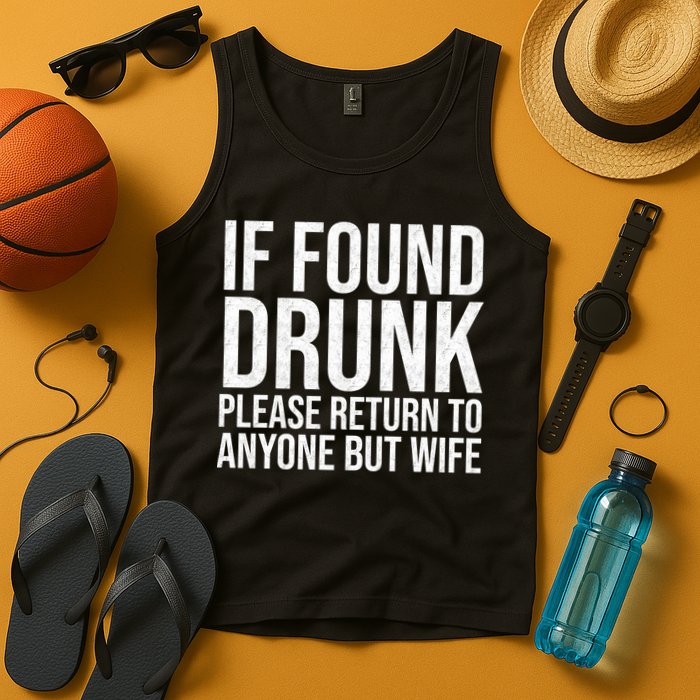 If Found Drunk Please Return To Anyone But Wife Funny Tank Top