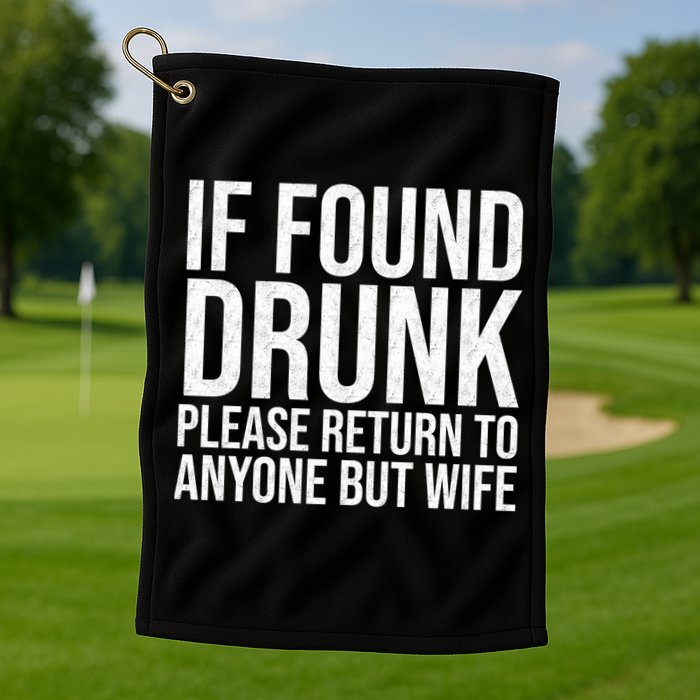 If Found Drunk Please Return To Anyone But Wife Funny Golf Towel