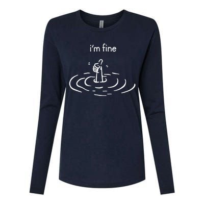 IM Fine Drowning Meme Funny Womens Cotton Relaxed Long Sleeve T-Shirt