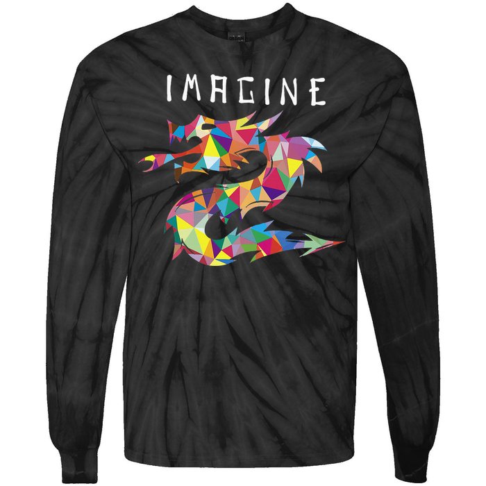 Imagine Fantasy Dragon Tattoo Tie-Dye Long Sleeve Shirt