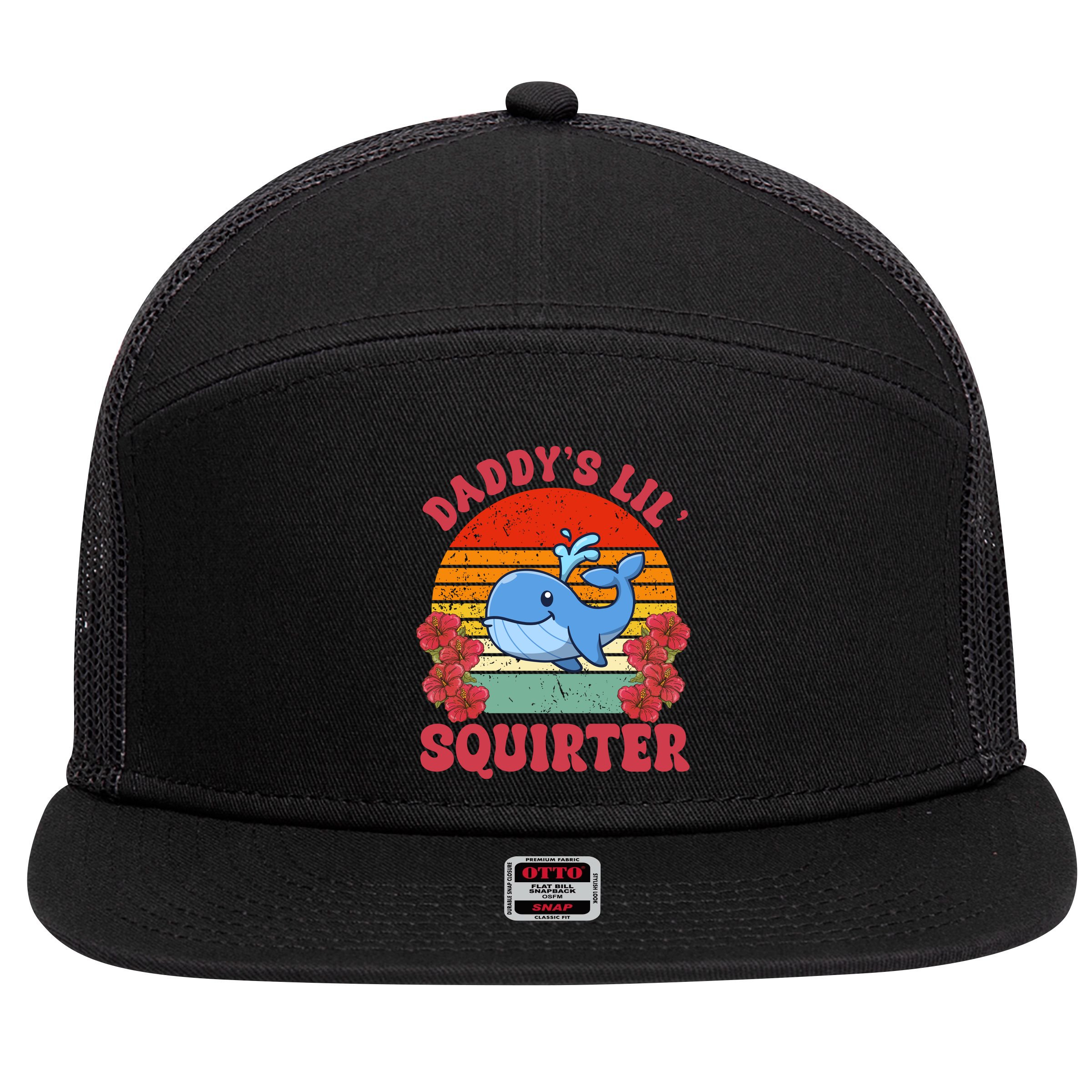 Inappropriate Funny Daddys Lil Squirter Embarrassing 7 Panel Mesh Trucker Snapback Hat