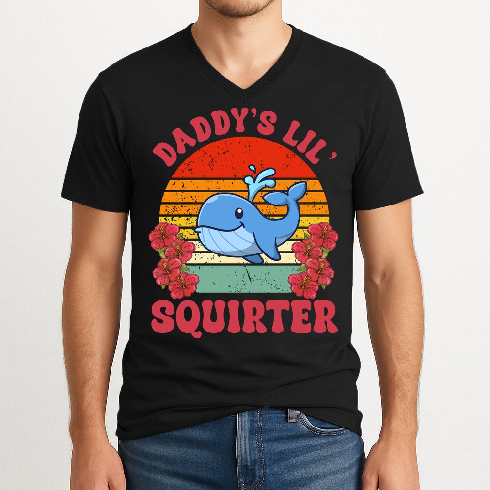 Inappropriate Funny Daddys Lil Squirter Embarrassing V-Neck T-Shirt