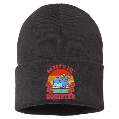 Inappropriate Funny Daddys Lil Squirter Embarrassing Sustainable Knit Beanie