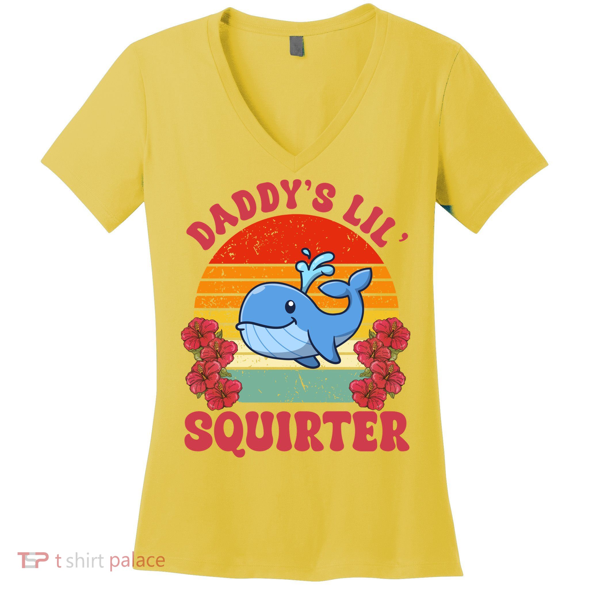 Inappropriate Funny Daddys Lil Squirter Embarrassing Women's V-Neck T-Shirt