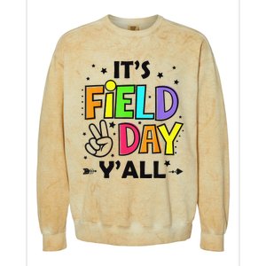 Its Field Day Y'all Teacher Student Colorblast Crewneck Sweatshirt