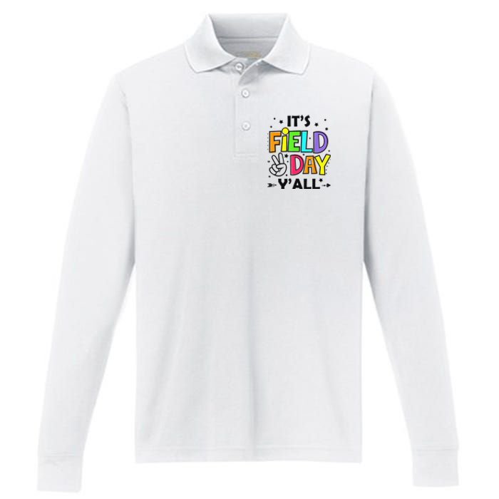 Its Field Day Y'all Teacher Student Performance Long Sleeve Polo