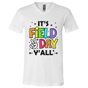 Its Field Day Y'all Teacher Student V-Neck T-Shirt