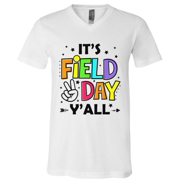 Its Field Day Y'all Teacher Student V-Neck T-Shirt