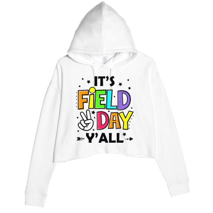 Its Field Day Y'all Teacher Student Crop Fleece Hoodie