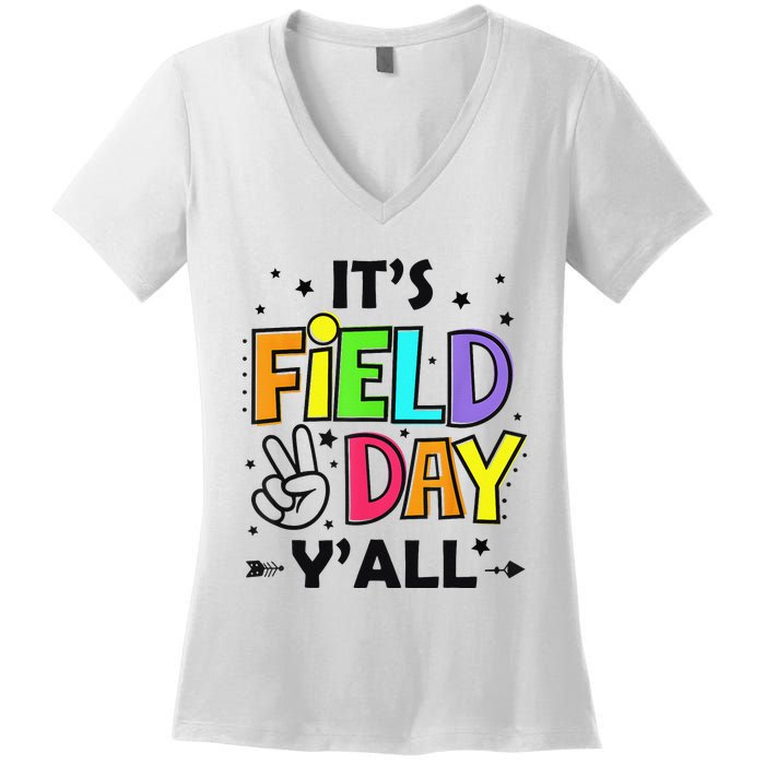 Its Field Day Y'all Teacher Student Women's V-Neck T-Shirt