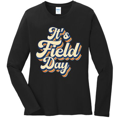 It's Field Day Y'all Cute Teacher Field Day Groovy Retro Ladies Long Sleeve Shirt