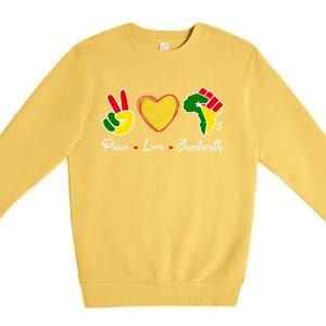 Independence Freedom Day Peace Love Juneteenth Black Pride Meaningful Gift Premium Crewneck Sweatshirt