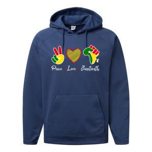 Independence Freedom Day Peace Love Juneteenth Black Pride Meaningful Gift Performance Fleece Hoodie