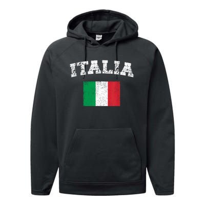 Italian Flag Distressed Flag Of Italy Italia Flag Performance Fleece Hoodie