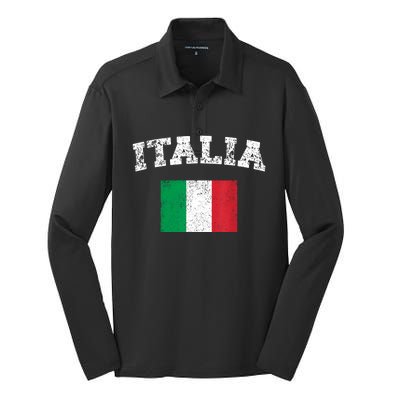 Italian Flag Distressed Flag Of Italy Italia Flag Silk Touch Performance Long Sleeve Polo