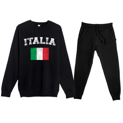 Italian Flag Distressed Flag Of Italy Italia Flag Premium Crewneck Sweatsuit Set