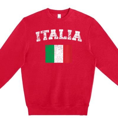 Italian Flag Distressed Flag Of Italy Italia Flag Premium Crewneck Sweatshirt