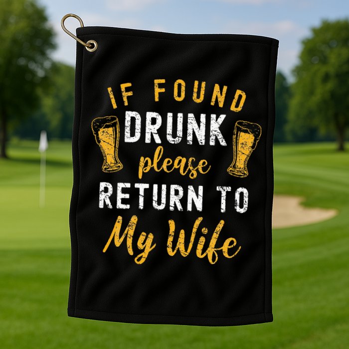 If Found Drunk Return To Wife Couples Funny Drinking Golf Towel