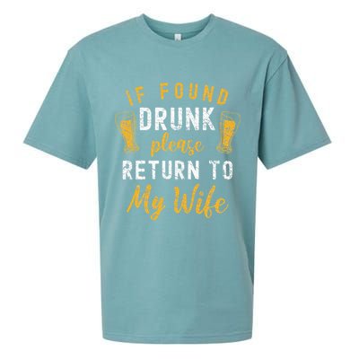 If Found Drunk Return To Wife Couples Funny Drinking Sueded Cloud Jersey T-Shirt