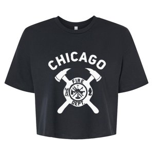 Illinois Fire Department Chicago Firefighter Bella+Canvas Jersey Crop Tee