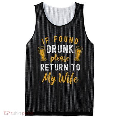 If Found Drunk Return To Wife Couples Funny Drinking Mesh Reversible Basketball Jersey Tank