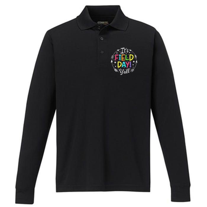 Its Field Day Yall Teacher Student Men Women Boy Girl Kids Performance Long Sleeve Polo