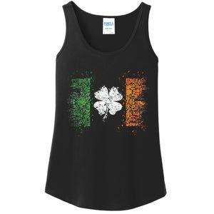 Irish flag Distressed Shamrock ST Patrick's Day Ladies Essential Tank