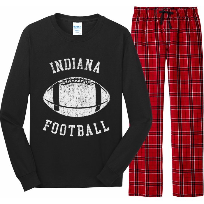 Indiana Football Distressed Vintage 80S Throwback Classic Long Sleeve Pajama Set