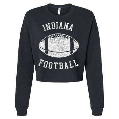 Indiana Football Distressed Vintage 80S Throwback Classic Cropped Pullover Crew