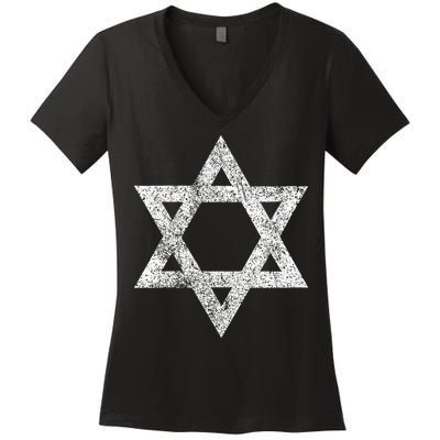Israel flag distressed Star of David symbol Jewish Israeli  Women's V-Neck T-Shirt