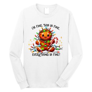 IM Fine Everything Is Fine Gingerbread Christmas Lights Long Sleeve Shirt