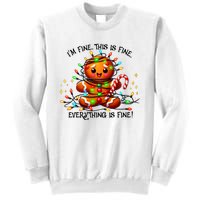 IM Fine Everything Is Fine Gingerbread Christmas Lights Sweatshirt