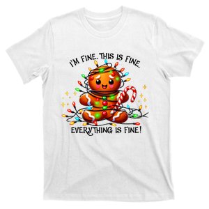 IM Fine Everything Is Fine Gingerbread Christmas Lights T-Shirt