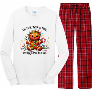 IM Fine Everything Is Fine Gingerbread Christmas Lights Long Sleeve Pajama Set