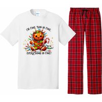 IM Fine Everything Is Fine Gingerbread Christmas Lights Pajama Set