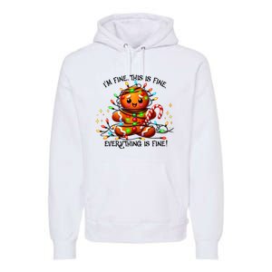 IM Fine Everything Is Fine Gingerbread Christmas Lights Premium Hoodie