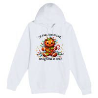 IM Fine Everything Is Fine Gingerbread Christmas Lights Premium Pullover Hoodie