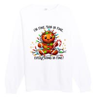 IM Fine Everything Is Fine Gingerbread Christmas Lights Premium Crewneck Sweatshirt