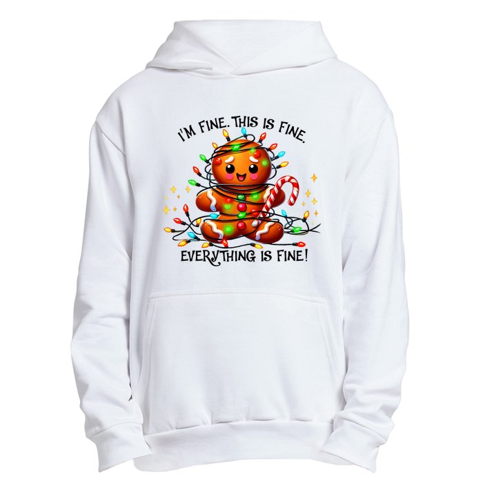 IM Fine Everything Is Fine Gingerbread Christmas Lights Urban Pullover Hoodie