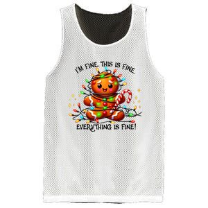 IM Fine Everything Is Fine Gingerbread Christmas Lights Mesh Reversible Basketball Jersey Tank