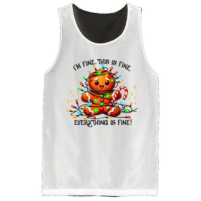 IM Fine Everything Is Fine Gingerbread Christmas Lights Mesh Reversible Basketball Jersey Tank