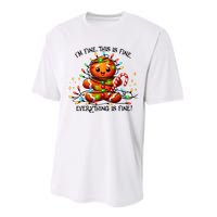 IM Fine Everything Is Fine Gingerbread Christmas Lights Performance Sprint T-Shirt