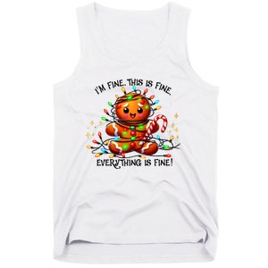 IM Fine Everything Is Fine Gingerbread Christmas Lights Tank Top