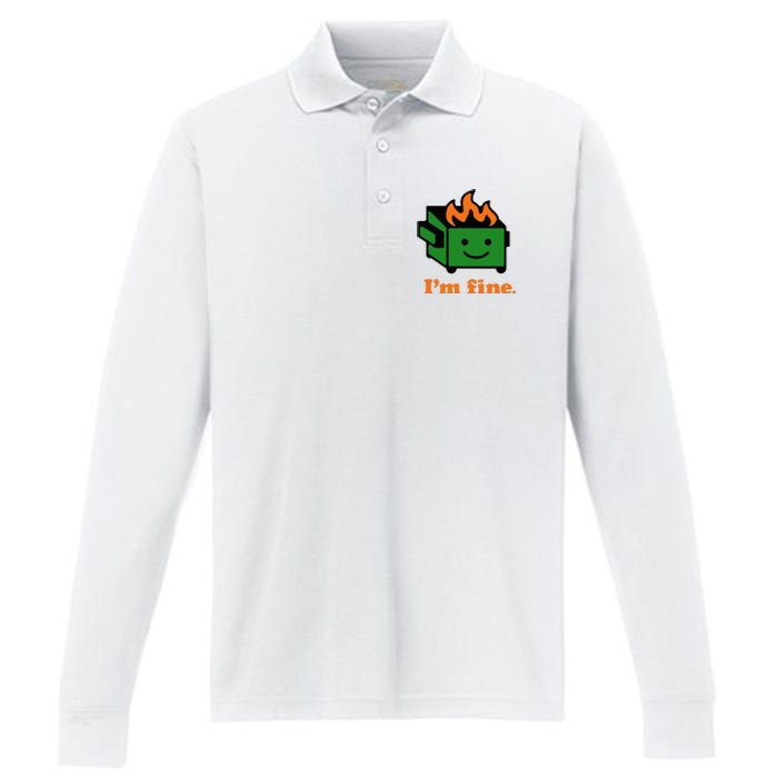 IM Fine EverythingS Fine Lil Dumpster Fire Performance Long Sleeve Polo