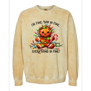 IM Fine Everything Is Fine Gingerbread Christmas Lights Colorblast Crewneck Sweatshirt